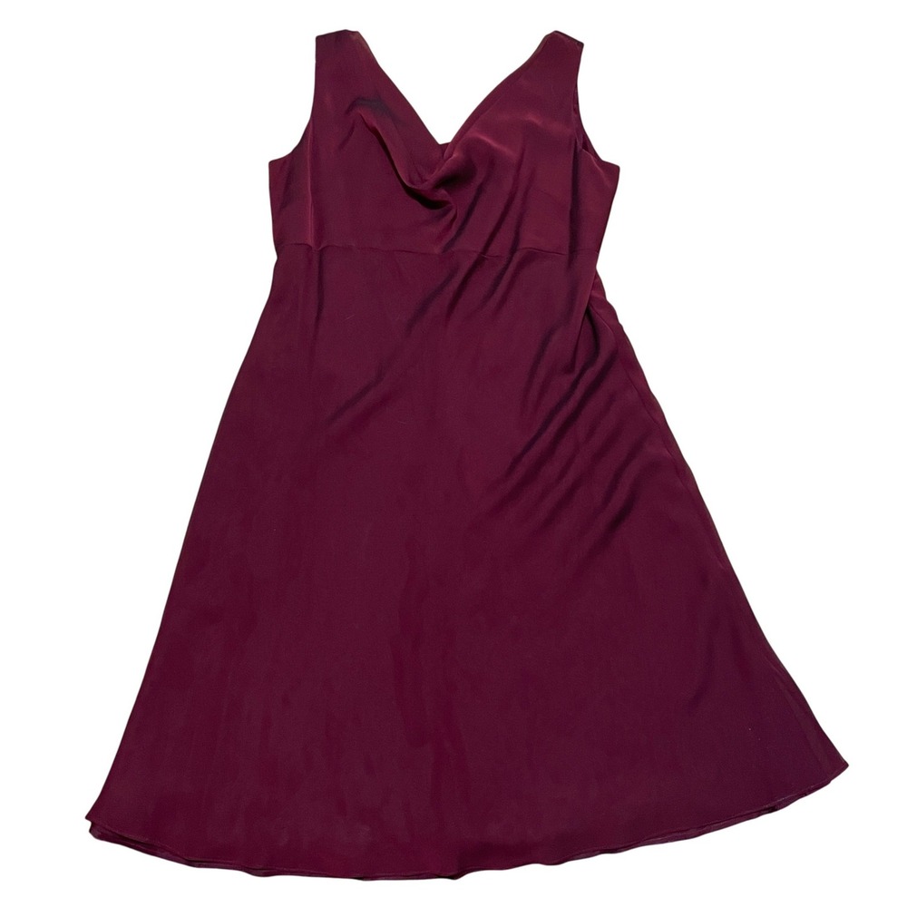 VTG Betsy & Adam Iridescent Burgundy Cowl Neck Sleeveless Midi Dress Women's 20W